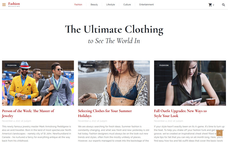 The Ultimate Clothing - Modello di sito web HTML5 multipagina per rivista di moda