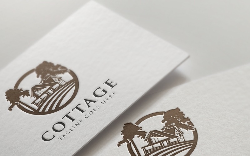 Download Шаблон логотипа "Cottage Village Logo Template" / Cottage Village Logo Template - Шаблон логотипа на тему графика bed and breakfast bold clean clear cottage country effective forest holiday home house leaf leaves natural nature print real estate