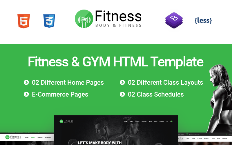 Фитнес - шаблон веб-сайта тренажерного зала и фитнеса