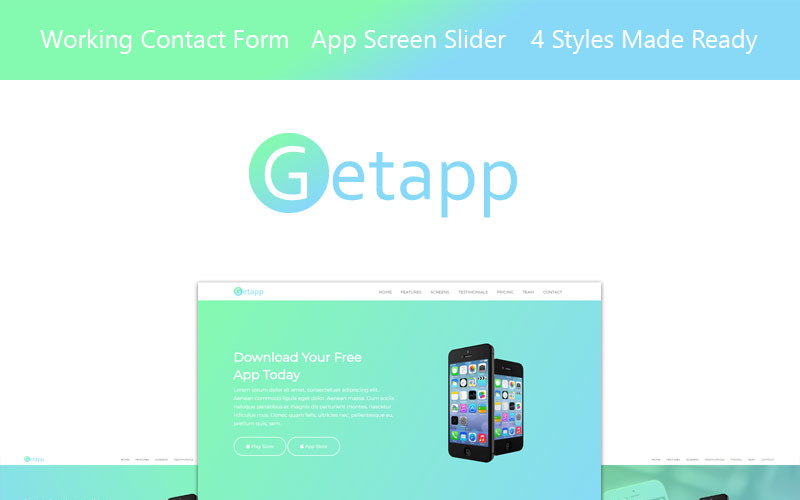 Getapp - šablona vstupní stránky aplikace