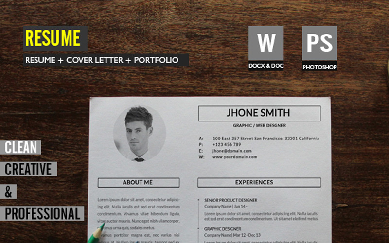 Download Резюме "Graphic / Web Designer Resume Template" / Graphic / Web Designer Resume Template - Резюме на тему графика 3-piece resume bright career clean cv cover letter creative curriculum vitae design template editable elegant indesign job light portfolio professional