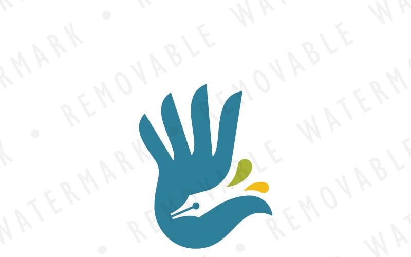 Download Шаблон логотипа "Hand of Creativity Logo Template" / Hand of Creativity Logo Template - Шаблон логотипа на тему графика simple art creative publishing bird ink pencil drop pen fountain palm dove hand writer creativity tattoo logo design template artist