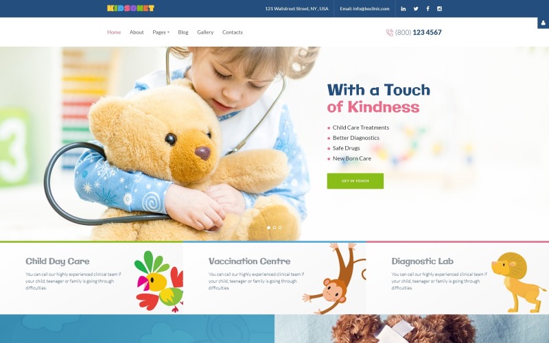 Kidsonet - адаптивний шаблон Joomla Kids Medical Clinic