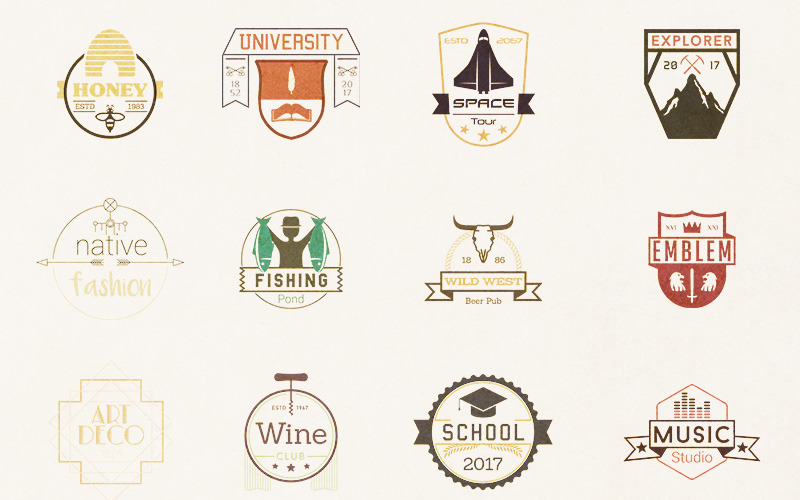 Download Бандл 570 шаблонов логотипов / 570+ Logos Templates Logo Template - Шаблон логотипа на тему графика vintage badge retro symbol sign label design sticker emblem graphic banner vector quality element logo premium stamp set product typography