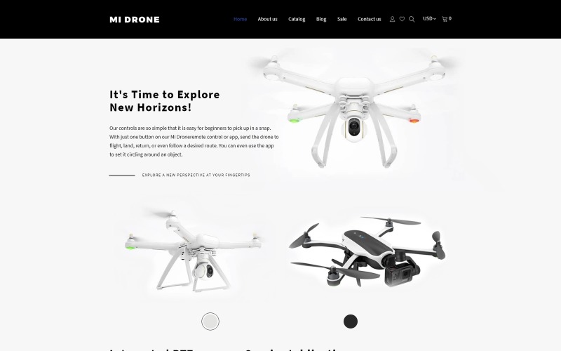 Mi Drone - адаптивная тема для одного продукта Shopify