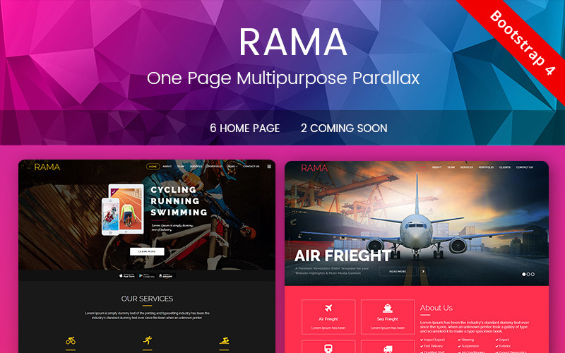 RAMA - One Page Multipurpose Parallax Landing Page Szablon