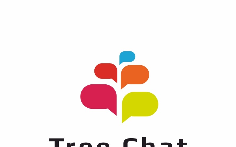 Шаблон логотипа дерево чат