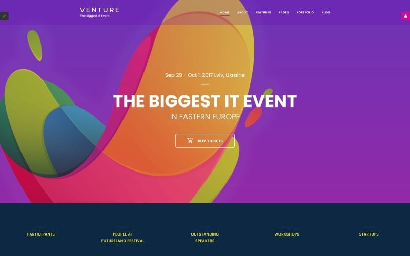 Venture - Modello Joomla per Event Planner