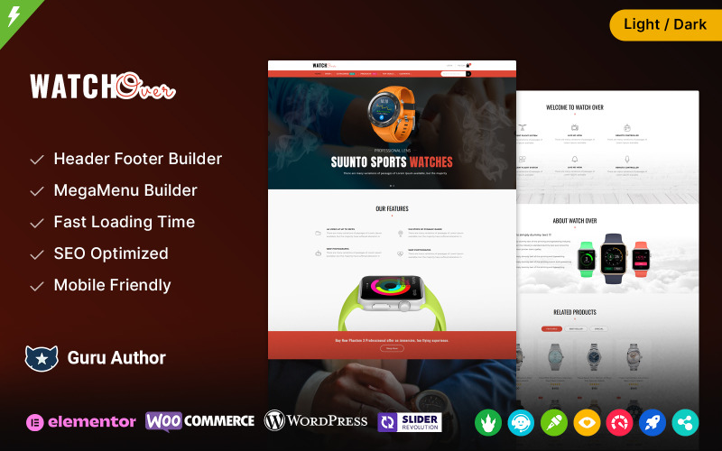 WatchOver – тема WooCommerce для одного продукту Elementor