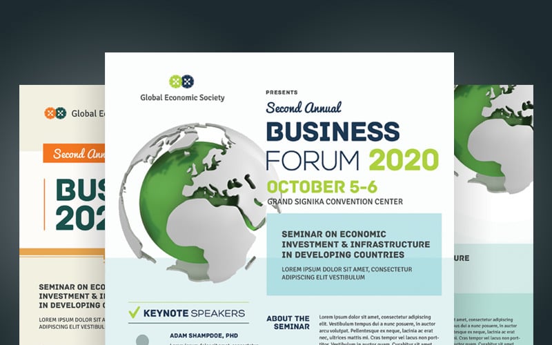 Download PSD шаблон "Business - Event Flyer & Poster PSD Template" / Business - Event Flyer & Poster PSD Template - PSD шаблон на тему бизнес услуги advertisement banner blue business conference corporate event flyer marketing meet-up multi purpose outdoor pamphlet poster seminar social workshop