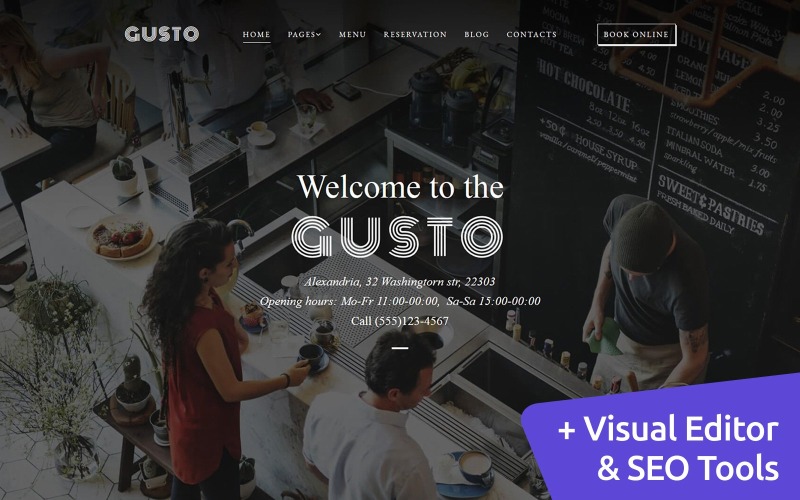 Gusto - Plantilla Responsive Moto CMS 3 de Cafe & Restaurant