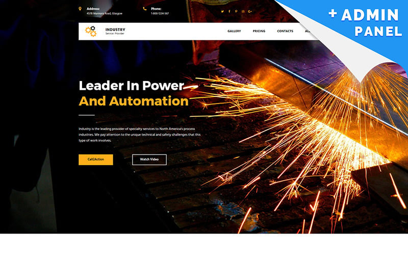 Industrial Company MotoCMS 3 Landing Page Template