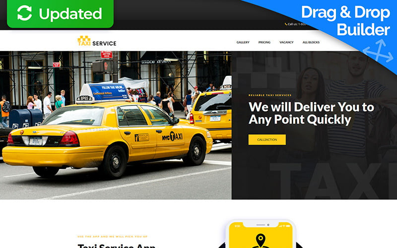 Modèle de page de destination de réservation de taxi et de taxi