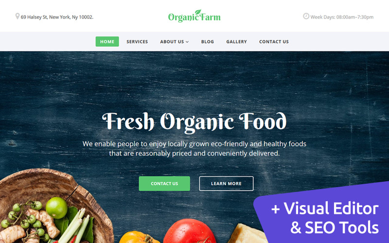 Organická farma - Jídlo a pití Šablona Moto CMS 3