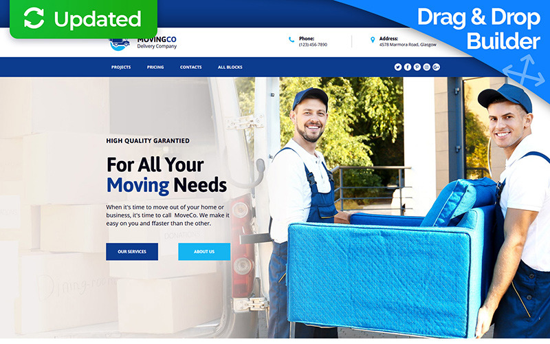 шаблон целевой страницы packing and moving company motocms 3 landing page template