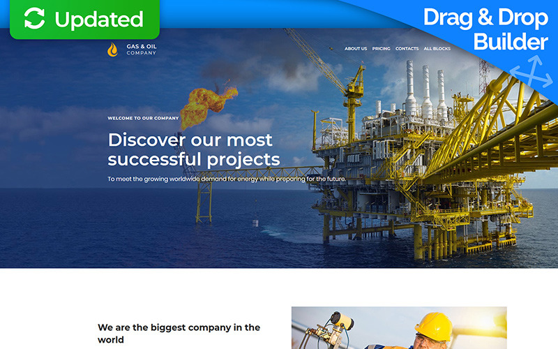 Шаблон целевой страницы MotoCMS 3 для газовой и нефтяной промышленности