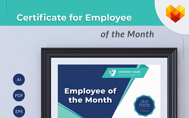 Download Шаблон сертификата "Employee of the Month Certificate Template" / Employee of the Month Certificate Template - Шаблон сертификата на тему графика award graphic psd identity corporate customizable a4 editable diploma standard formal certificate appreciation graduation membership attemdance accredited certification recognition printed