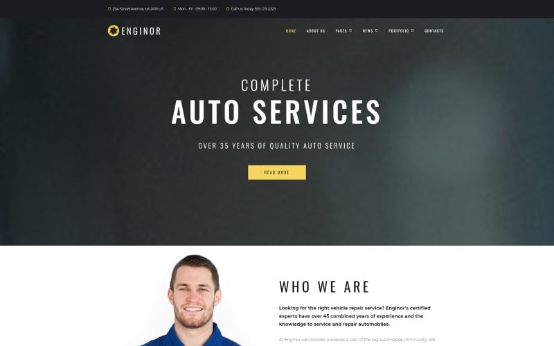 Enginor - Poutavá služba tuningu automobilů WordPress