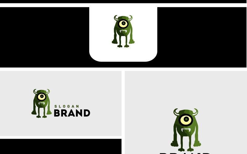 Download Шаблон логотипа "Eye Monster Logo Template" / Eye Monster Logo Template - Шаблон логотипа на тему графика animation studio application cartoon children cute design devil elite game shop gamer happy kids kindergarten learning mascot monster school eye
