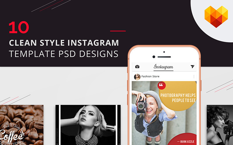 10 modelli di social media con immagini di Instagram in stile pulito