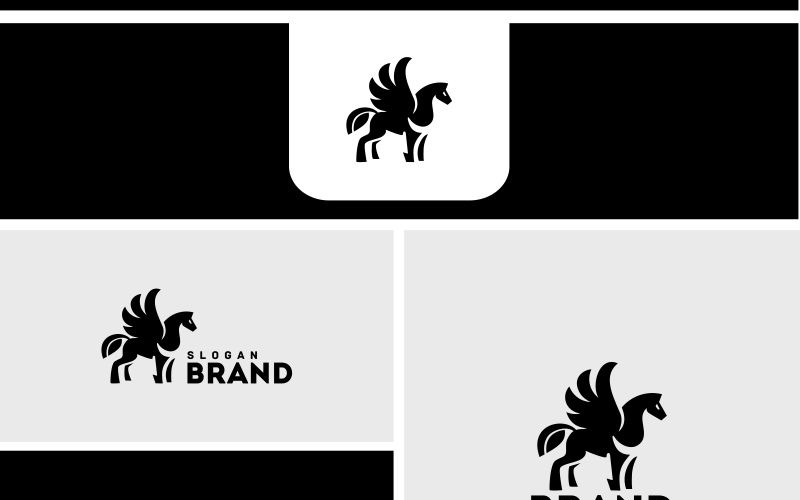 Download Шаблон логотипа "Pegasus Logo Template" / Pegasus Logo Template - Шаблон логотипа на тему графика animal logo flying horse logo horse pegasus shillhouette vector pegaus template minimal brand branding car company creative creature crests design