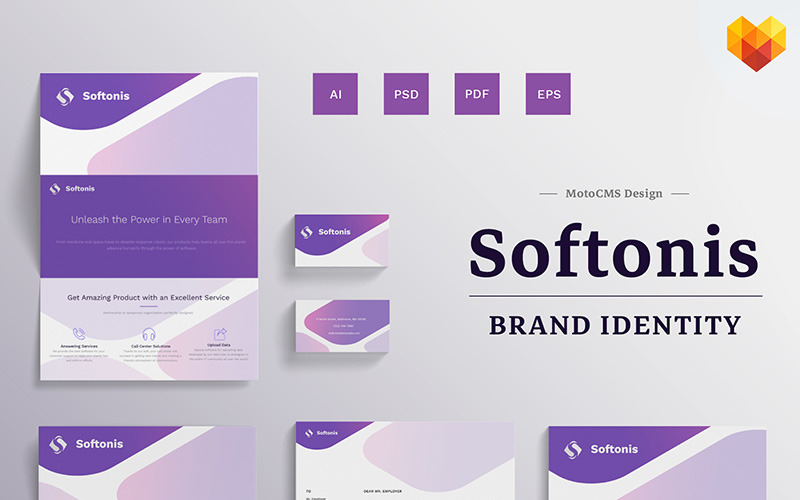 Download Фирменный стиль "Softonis Company Branding Design - Corporate Identity Template" / Softonis Company Branding Design - Corporate Identity Template - Фирменный стиль на тему графика identity business card design mockup stationery personal printed business card recognition print brand corporate branding
