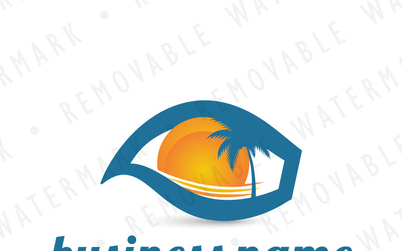 Download Шаблон логотипа "Destination Eye Logo Template" / Destination Eye Logo Template - Шаблон логотипа на тему графика eye wave travel ocean water coast resort sun shore vacation sunset beach sea exotic island destination surfing logo design template