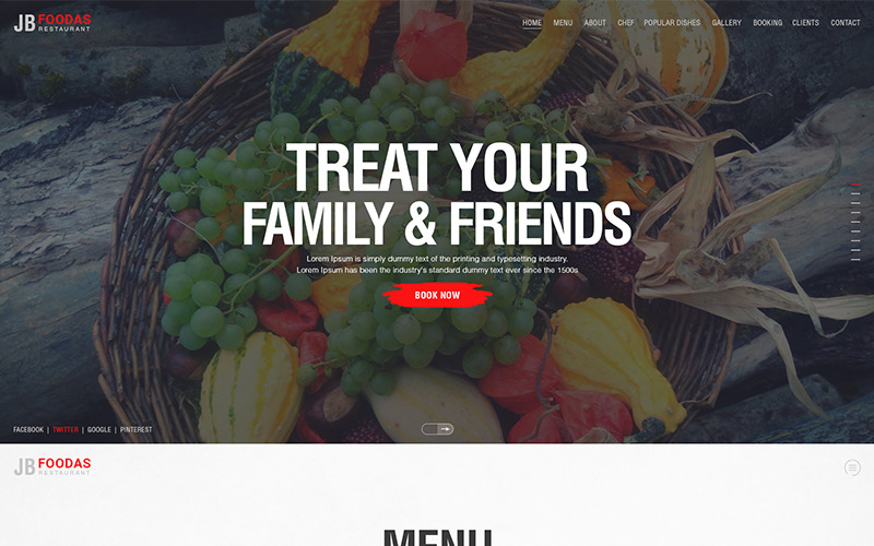 Download PSD шаблон "JBfoodasrestaurant PSD Template" / JBfoodasrestaurant PSD Template - PSD шаблон на тему ресторан тапас 