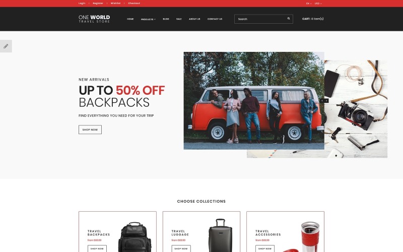 One World - Travel Store OpenCart-sjabloon