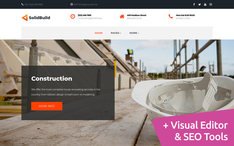 Solid Build - Modèle Moto CMS 3 pour entreprise de construction