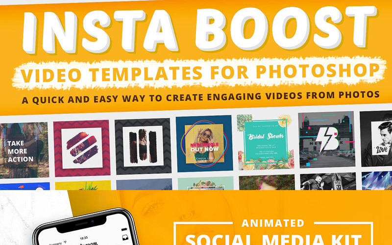 Анімовані - Шаблони відео для Instagram для Photoshop для соціальних мереж