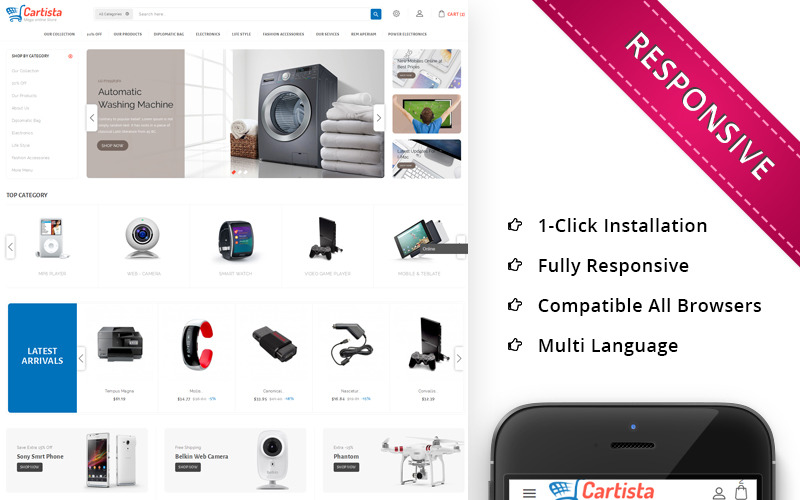 cartista mega store prestashop тема