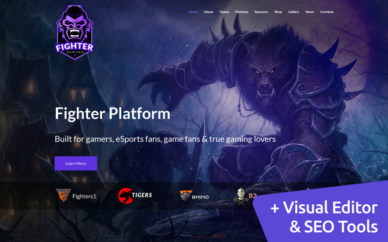 Gamer - Modelo HTML de torneios de eSports e jogos online