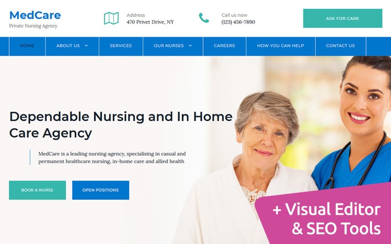 Nursing Agency Premium Moto CMS 3 Template