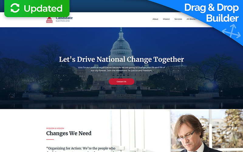 шаблон целевой страницы политической кампании motocms 3
