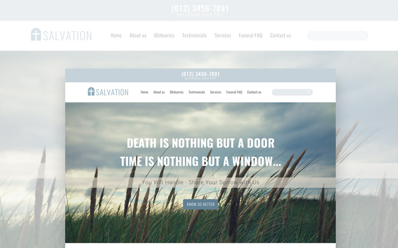 Download PSD шаблон "Salvation - Church & Funeral Home Landing Page PSD Template" / Salvation - Church & Funeral Home Landing Page PSD Template - PSD шаблон на тему христианство church funeral grave sorrow funeral home grief spiritual priest christian catholic temple community