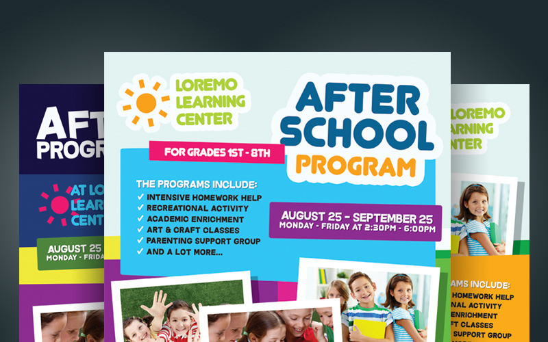 Download Фирменный стиль "After School Program Flyer - Corporate Identity Template" / After School Program Flyer - Corporate Identity Template - Фирменный стиль на тему графика activity ad advert after after-school afterschool back to school before care children enrichment flyer kids leaflet learning center martial arts