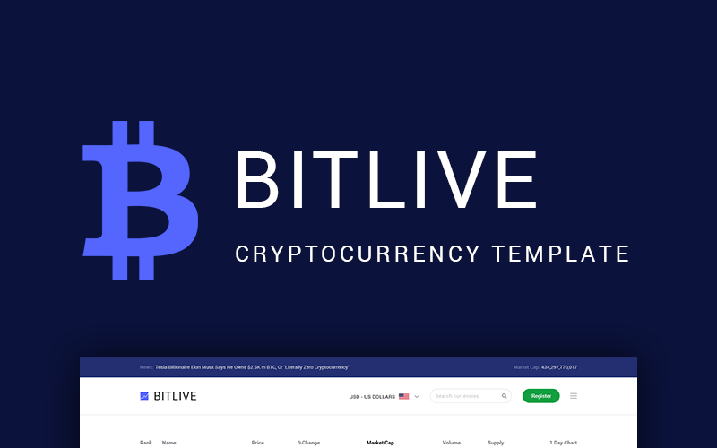 Download PSD шаблон "BITLIVE - Crypto Currency and Mining PSD Template" / BITLIVE - Crypto Currency and Mining PSD Template - PSD шаблон на тему информационные технологии crypto currency mining trading bitcoin litecoin ethereum ripple