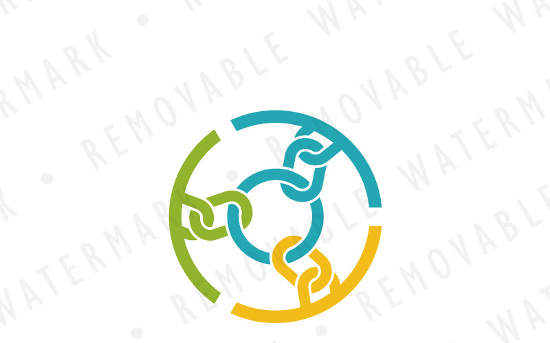 Download Шаблон логотипа "Chain Circle Logo Template" / Chain Circle Logo Template - Шаблон логотипа на тему графика circle link abstract chain connection ring interaction cooperation bond unbreakable unity synergy logo design template community communication security technology industry