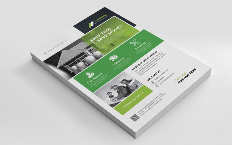 Download Фирменный стиль "Construction Minimal Flyer - Corporate Identity Template" / Construction Minimal Flyer - Corporate Identity Template - Фирменный стиль на тему графика a4 ad advertise advertising agency blue business flyer clean company corporate creative design elegant fresh green magazine marketingundefined