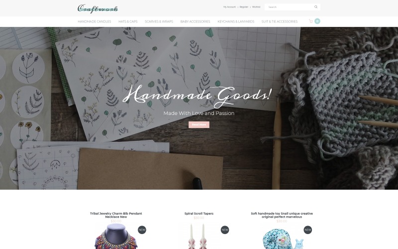 Craftwork - Plantilla OpenCart de la tienda online de joyería hecha a mano sofisticada