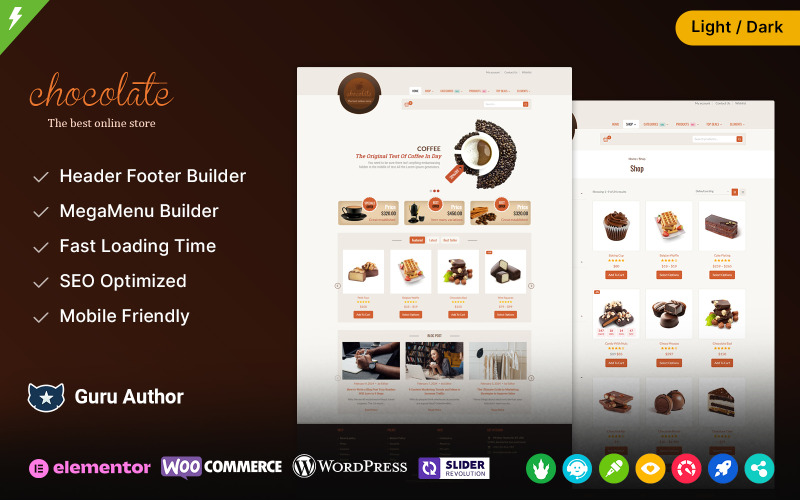 Csokoládé - sütemény és kávé WooCommerce téma