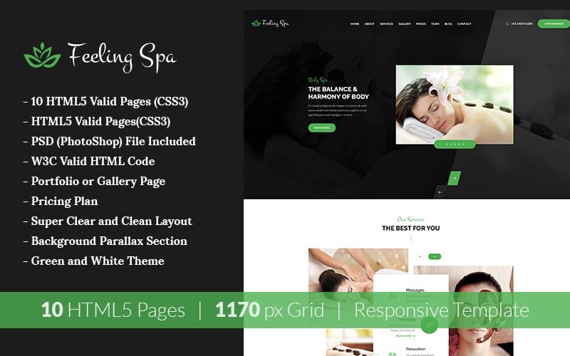 Feeling Spa - Skönhet & Spa HTML-mall Webbplatsmall