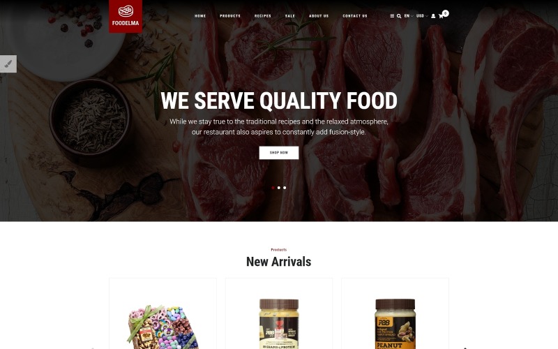 Foodelma - Modello OpenCart del negozio online di cibo delizioso