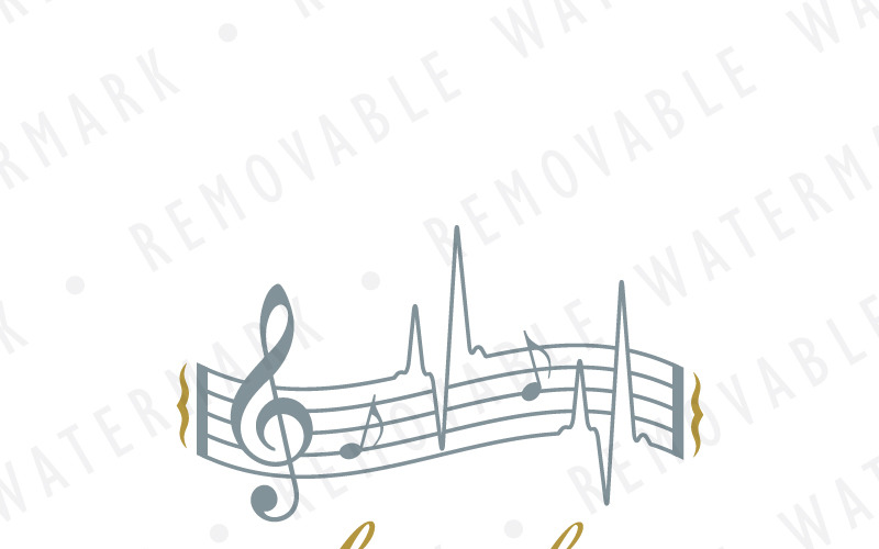 Download Шаблон логотипа "Heartbeat Music Logo Template" / Heartbeat Music Logo Template - Шаблон логотипа на тему графика sound music education musician heartbeat noise alive note rhythm sheet beat song voice composer recording logo design template audio melody