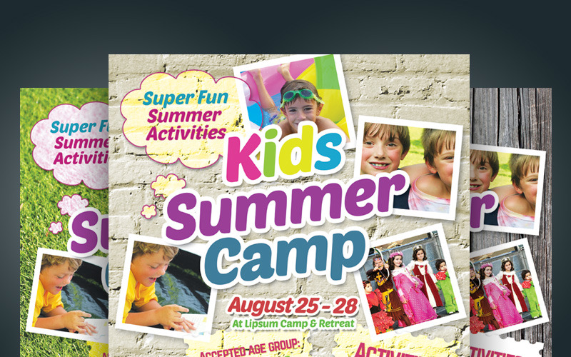Download Фирменный стиль "Kids Summer Camp Flyer - Corporate Identity Template" / Kids Summer Camp Flyer - Corporate Identity Template - Фирменный стиль на тему графика activity ad adventure advert boys camp children class community day family flyer fun girls holiday junior kids summer school sport