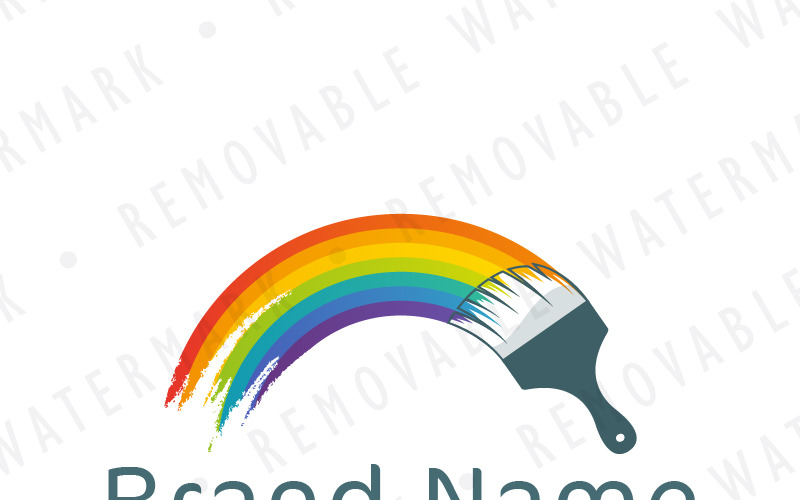 Modèle de logo arc-en-ciel peint