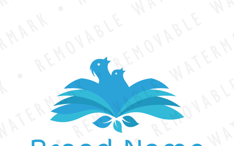 Download Шаблон логотипа "Nest of Learning Logo Template" / Nest of Learning Logo Template - Шаблон логотипа на тему графика education children bird book nest school leaf knowledge wisdom learning publishing care charity logo design template hunger bookstore library church