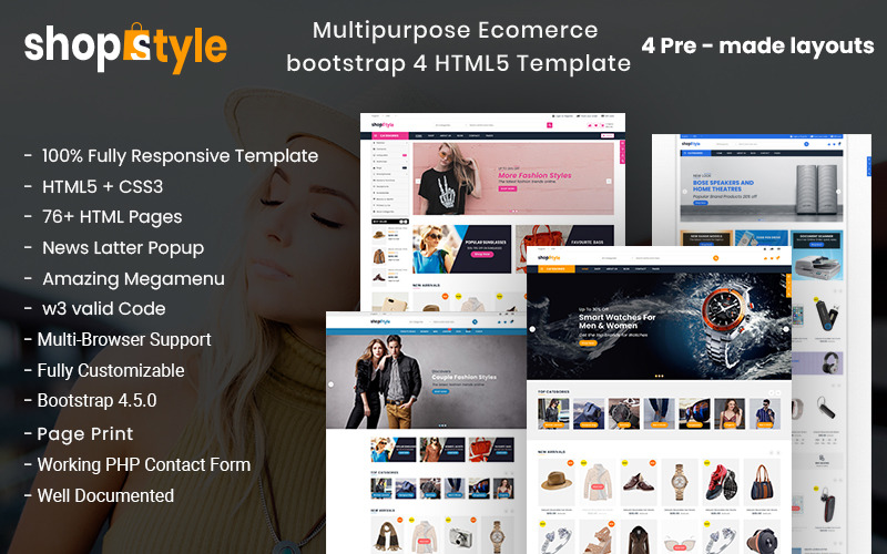 Shopstyle - Адаптивный многоцелевой HTML5 шаблон веб-сайта электронной коммерции