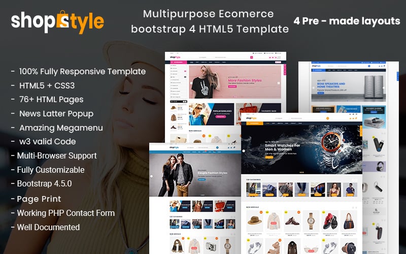 Shopstyle-自适应多用途电子商务HTML5网站模板